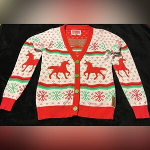 Tipsy Elves Christmicorn Cardigan Button Down Sweater Women’s Medium